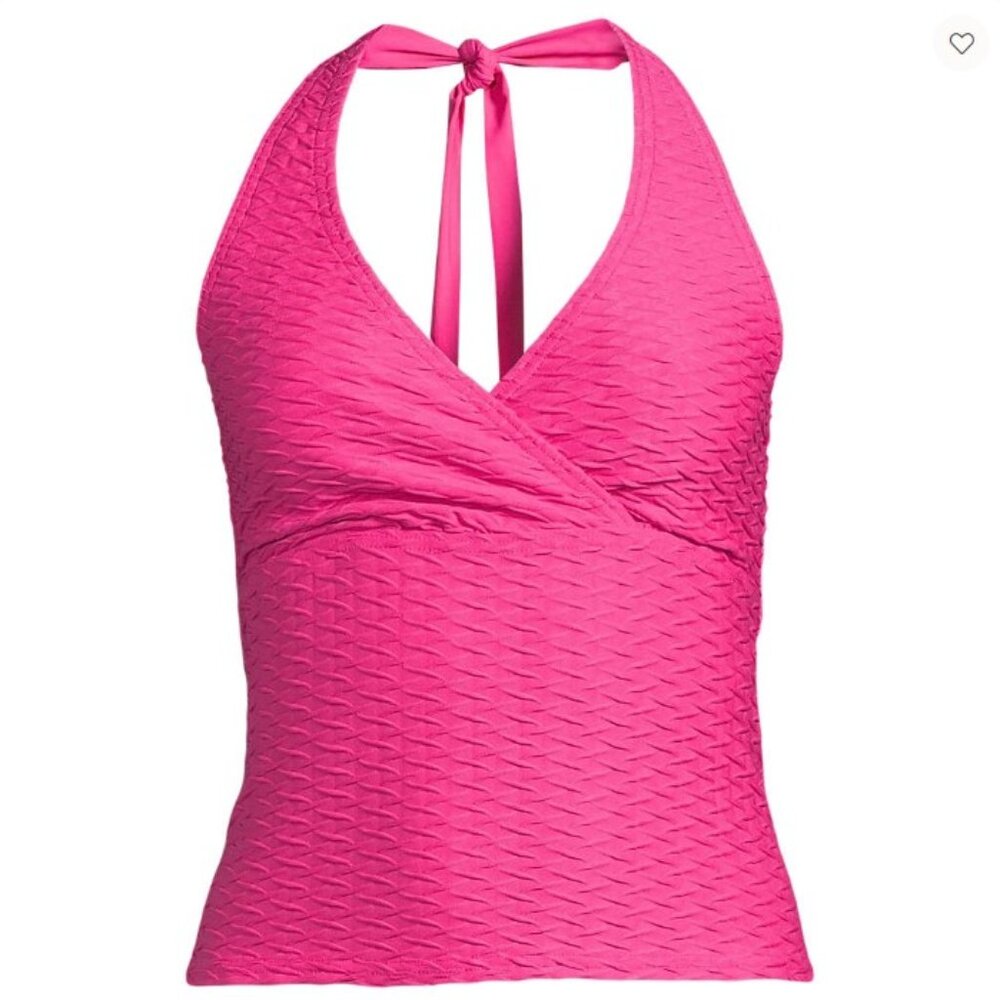 Lands' End Texture Halter Tankini Swimsuit Top - Size: Small Long - NWT